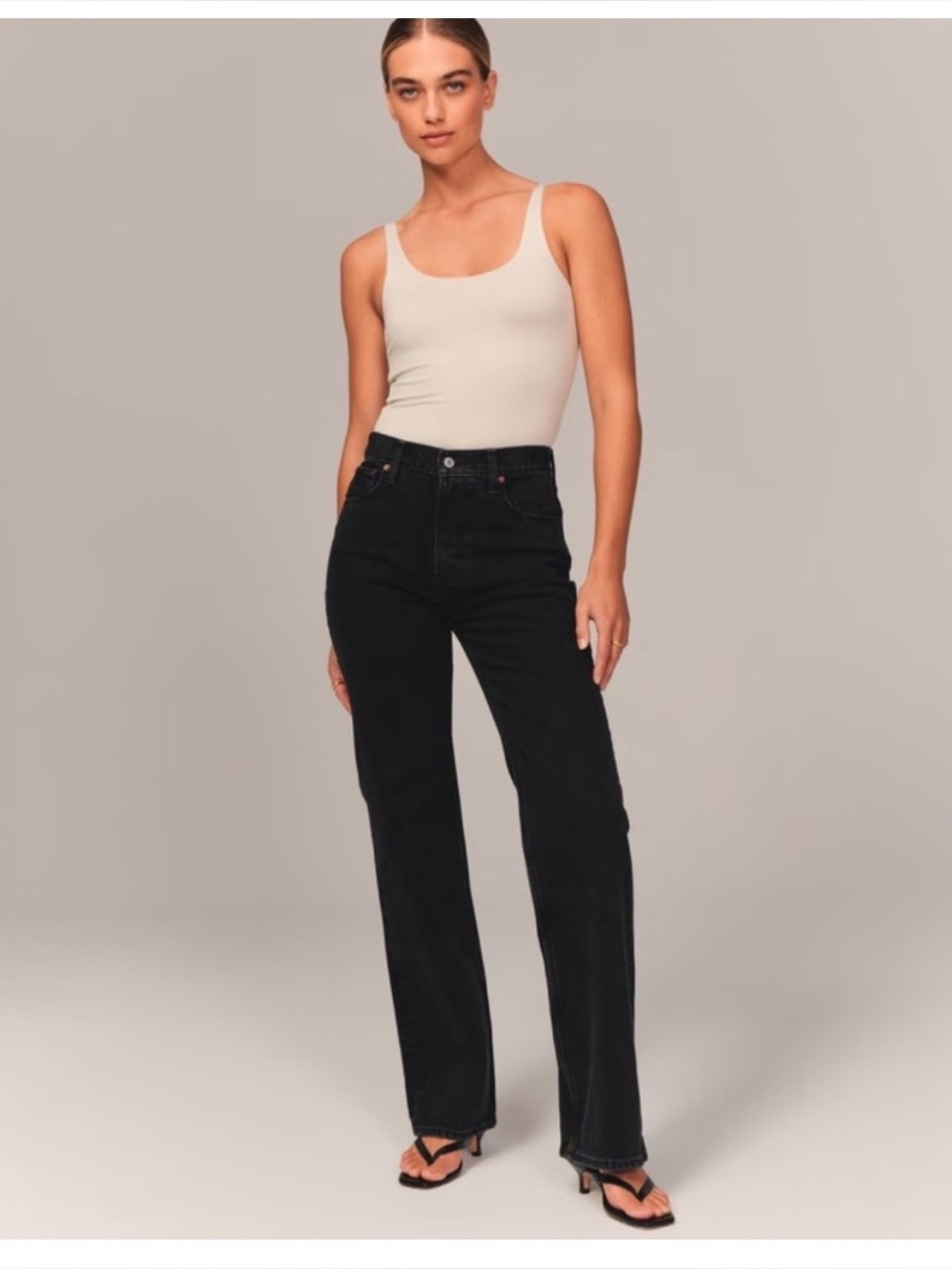 Abercrombie & Fitch High Rise 90s Relaxed Curve Love Black Jeans Size 29 Long